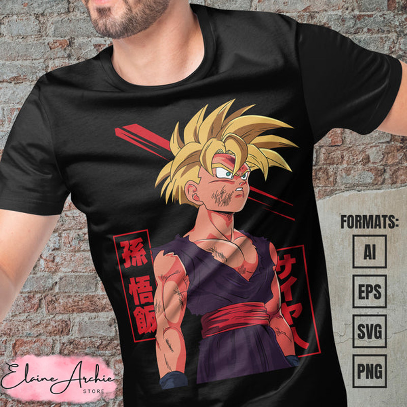 Premium Gohan SJJ Dragon Ball Anime Vector T-shirt Design Template #3.jpg