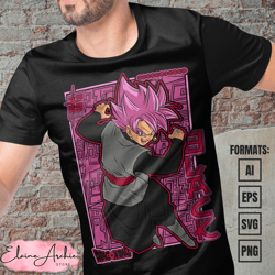 premium goku black ssjr dragon ball anime vector t-shirt design template