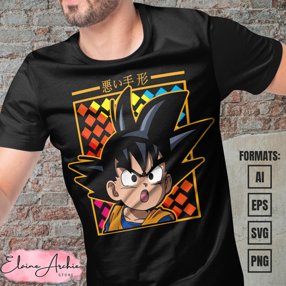 Premium Goku Dragon Ball Daima Anime Vector T-shirt Design Template.jpg