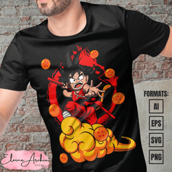 premium goku kid dragon ball z anime vector t-shirt design template