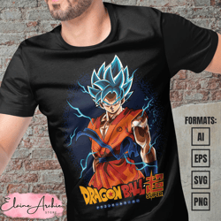 premium goku ssb dragon ball vector t-shirt design template 3