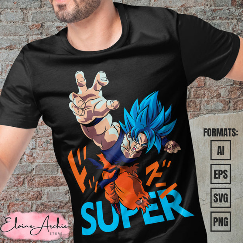 Premium Goku SSB Dragon Ball Vector T-shirt Design Template.jpg