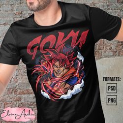 premium goku ssg dragon ball anime vector t-shirt design template 2