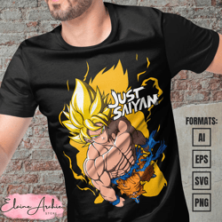 premium goku super saiyan dragon ball anime vector t-shirt design template