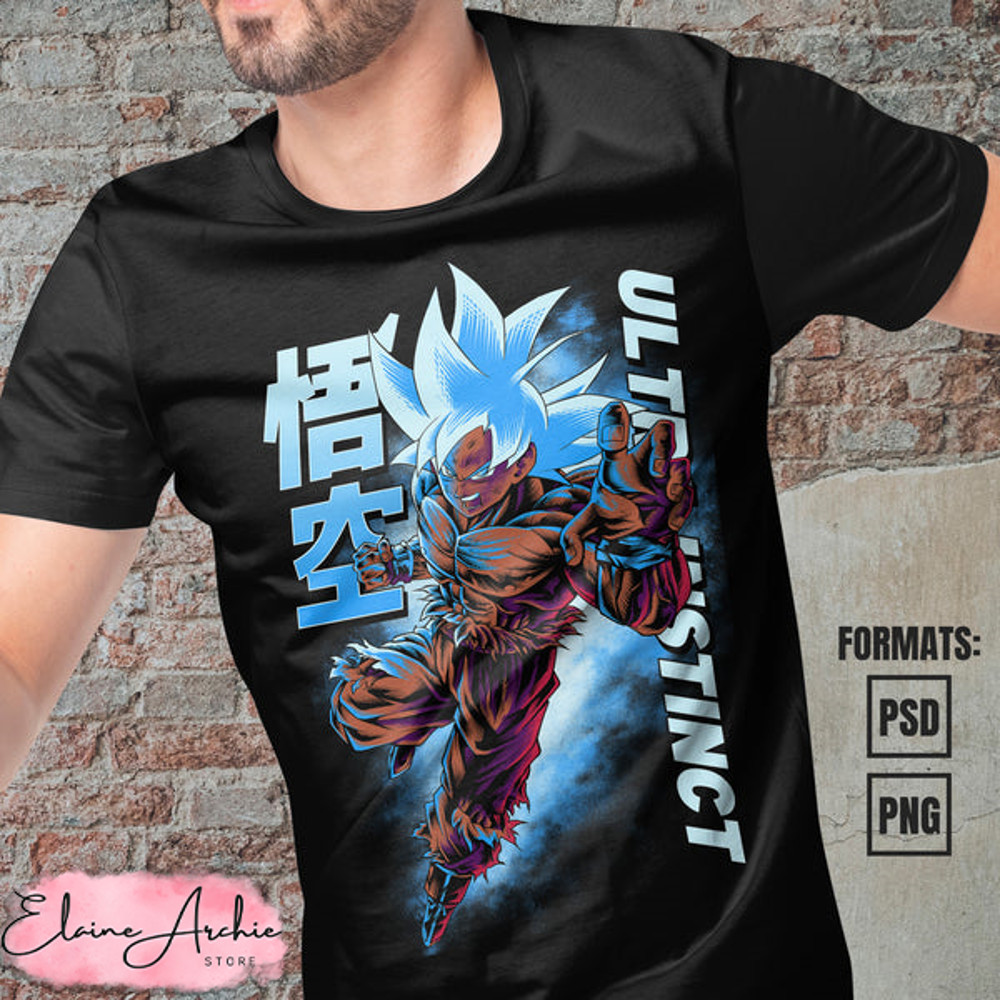 Premium Goku Ultra Instinct Dragon Ball Anime Vector T-shirt Design Template #3.jpg