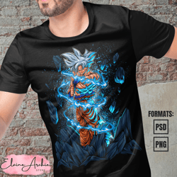 premium goku ultra instinct dragon ball anime vector t-shirt design template
