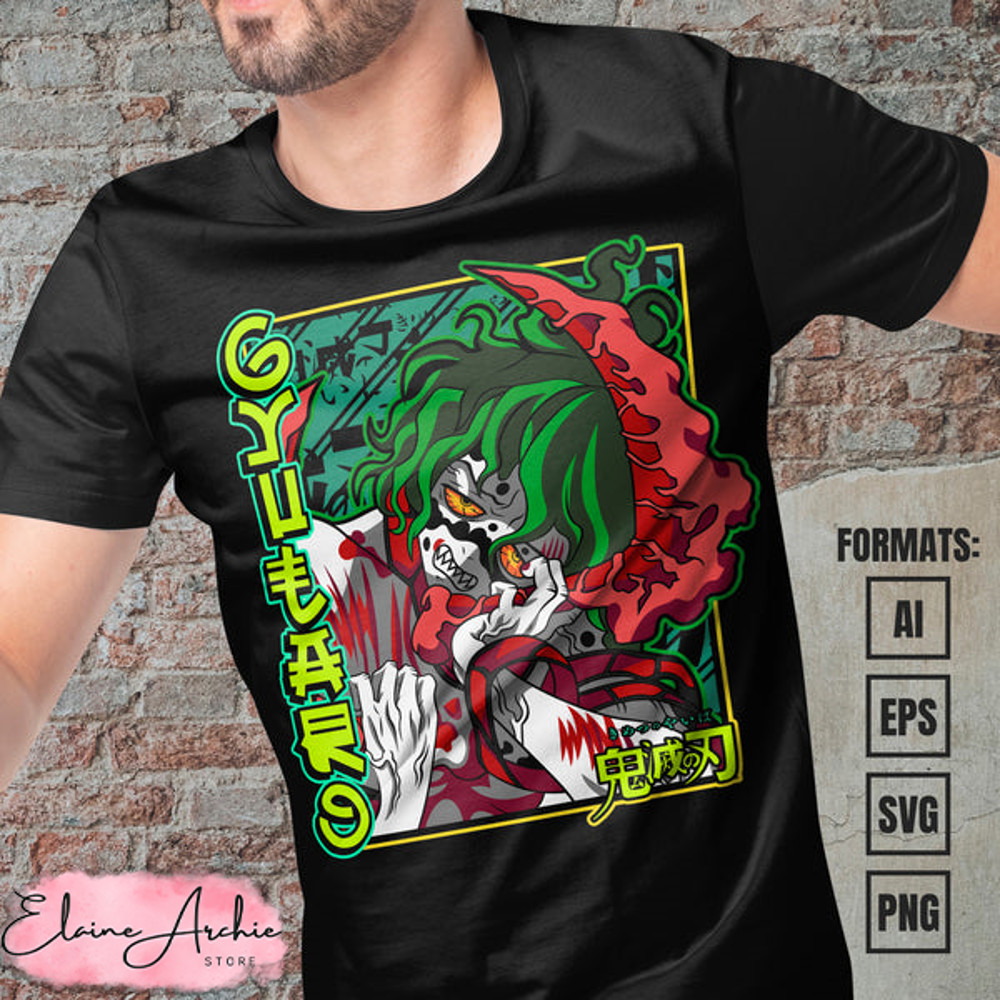 Premium Gyutaro Demon Slayer Anime Vector T-shirt Design Template.jpg