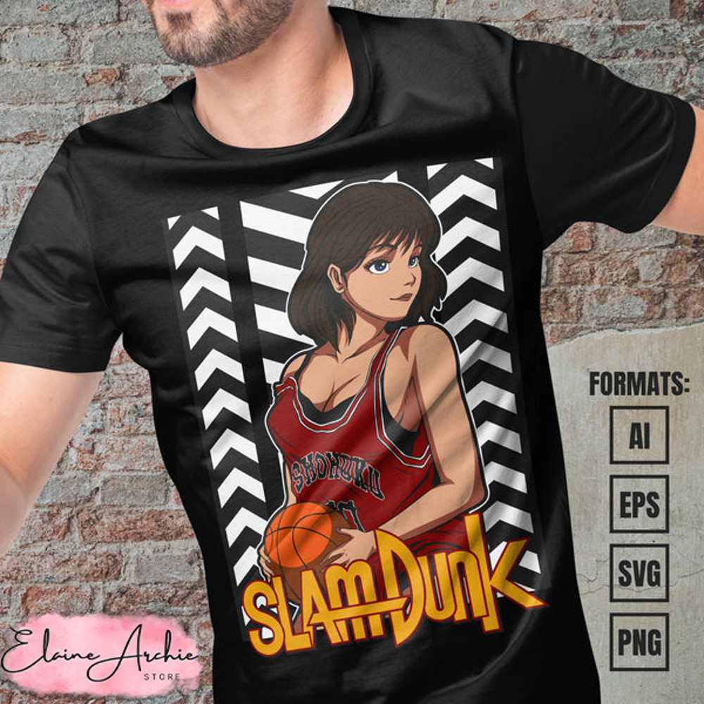 Premium Haruko Slam Dunk Anime Vector T-shirt Design Template.jpg