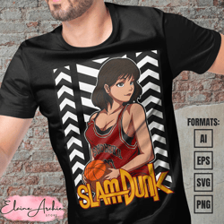 premium haruko slam dunk anime vector t-shirt design template