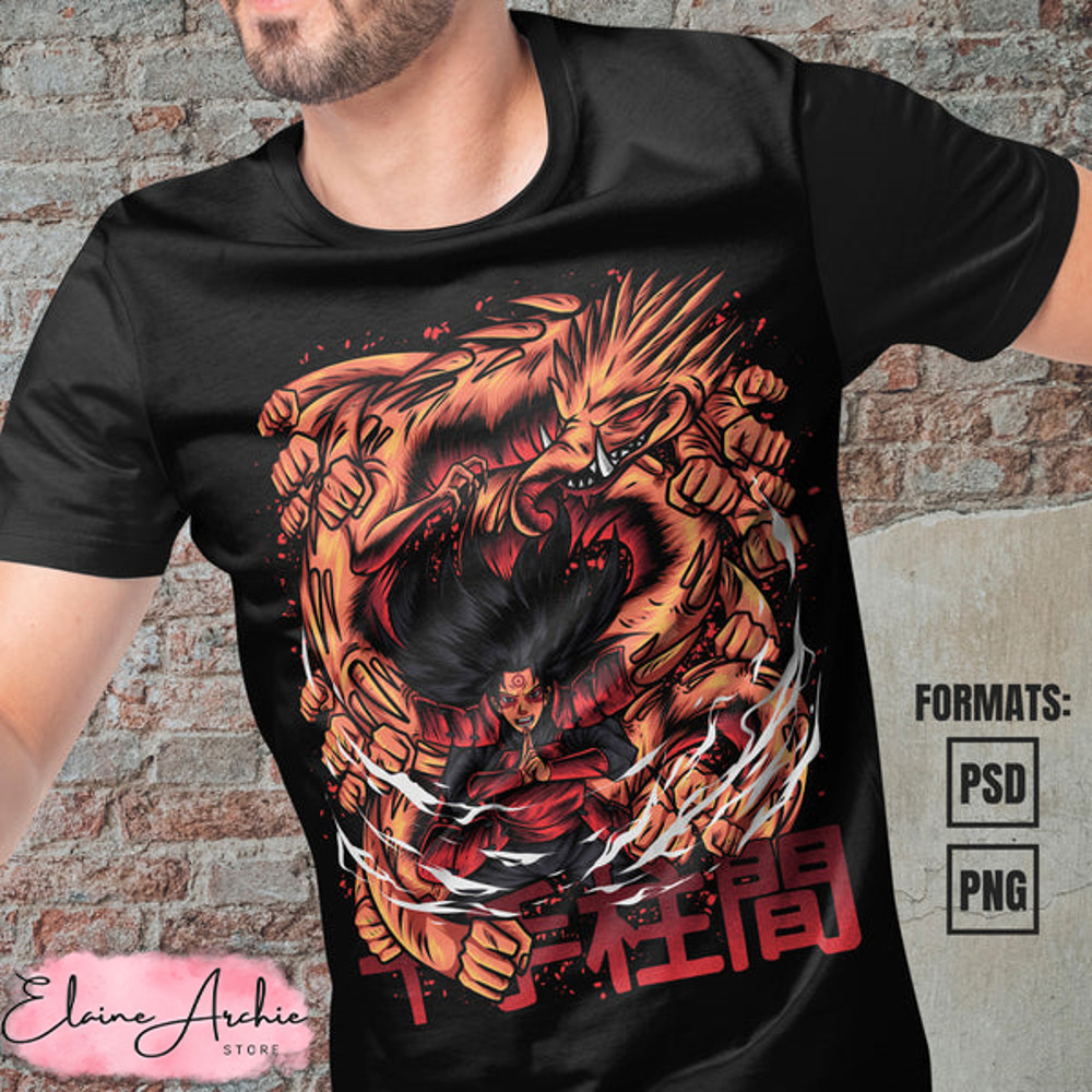 Premium Hashirama Senju Naruto Anime Vector T-shirt Design Template.jpg