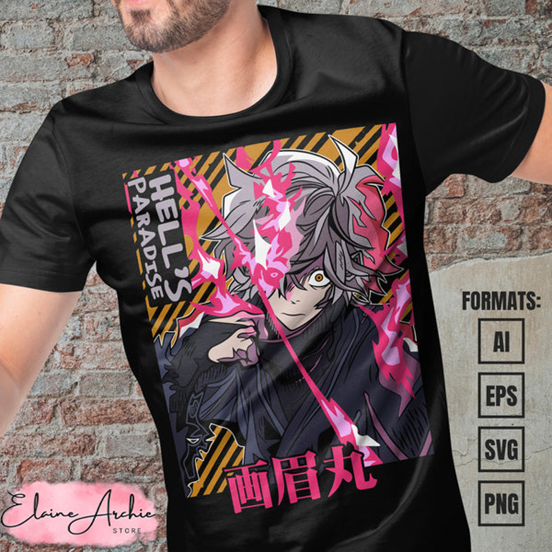 Premium Hell's Paradise Jigokuraku Anime Vector T-shirt Design Template #2.jpg