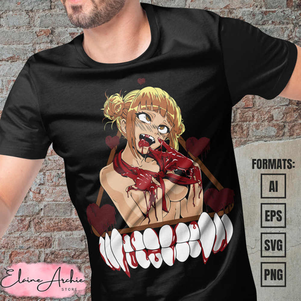 Premium Himiko Toga My Hero Academia Anime Vector T-shirt Design Template #4.jpg