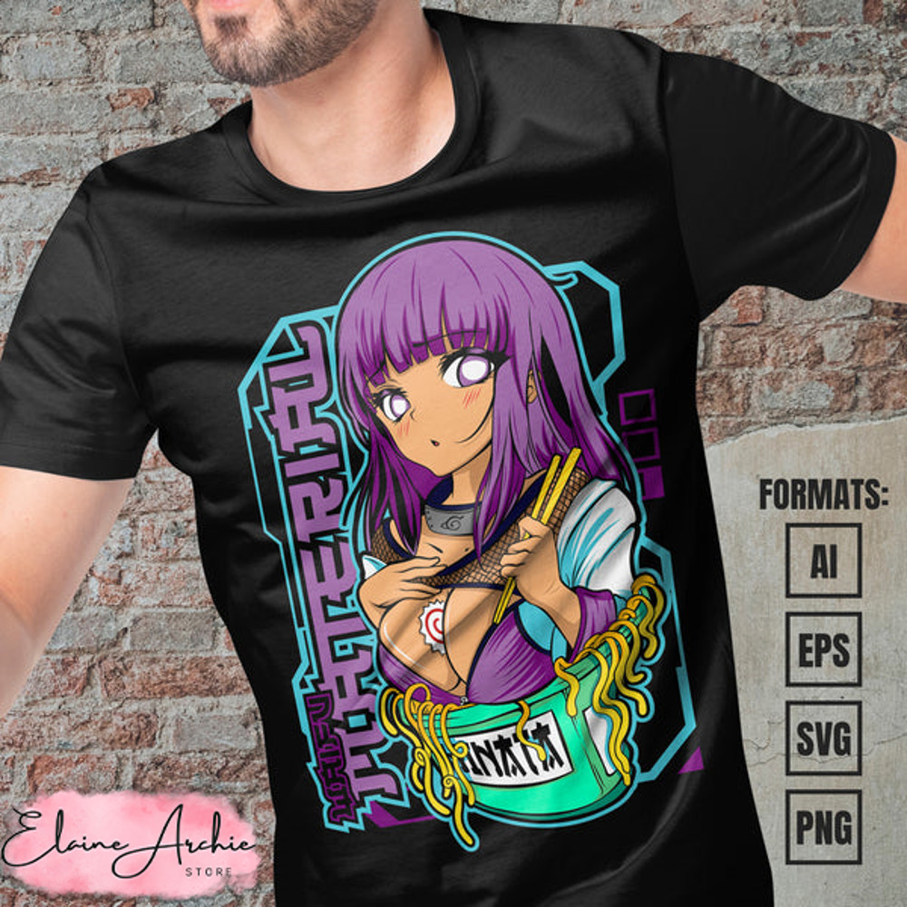 Premium Hinata Naruto Anime Vector T-shirt Design Template #2.jpg