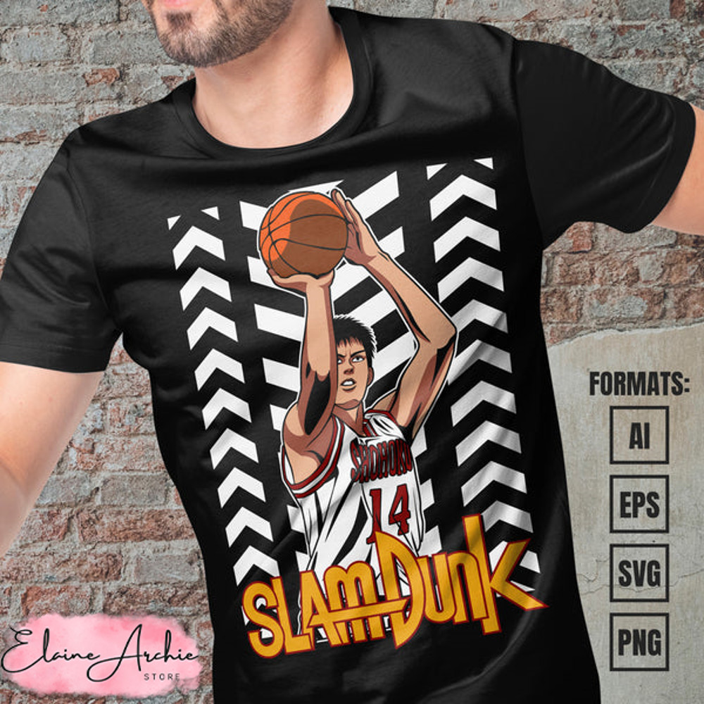 Premium Hisashi Mitsui Slam Dunk Anime Vector T-shirt Design Template.jpg