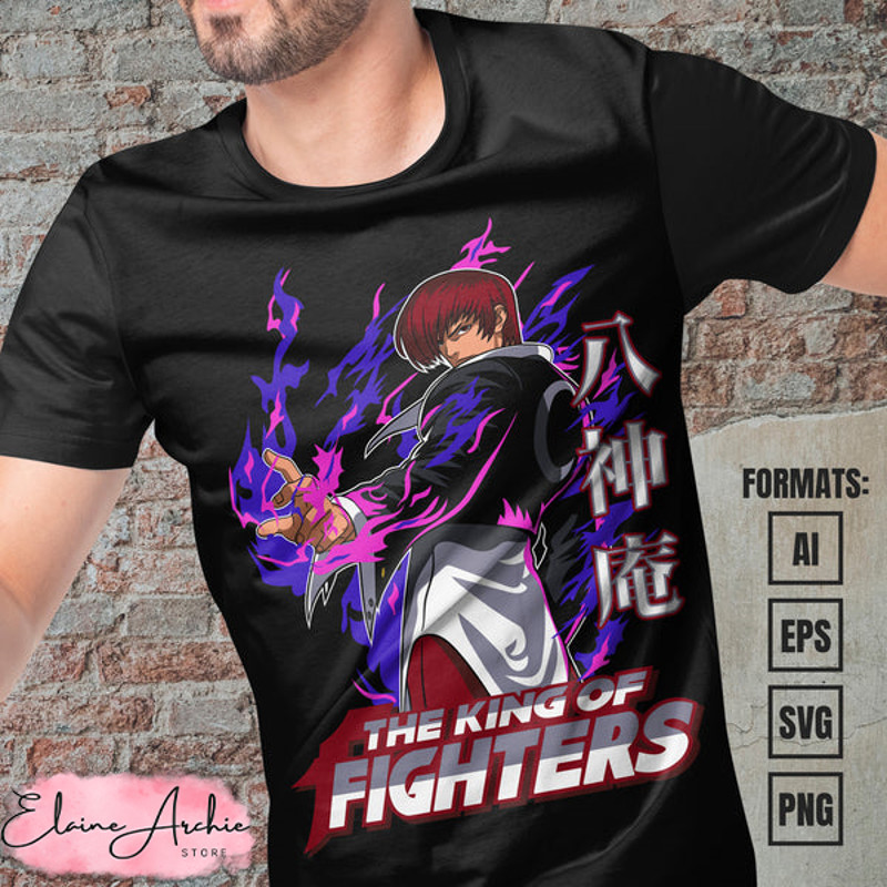 Premium Iori Yagami King of Fighters Vector T-shirt Design Template.jpg