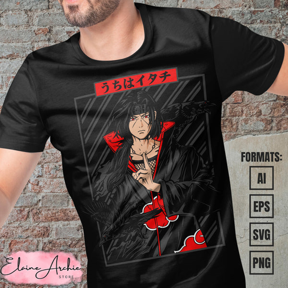 Premium Itachi Uchiha Naruto Anime Vector T-shirt Design Template #3.jpg