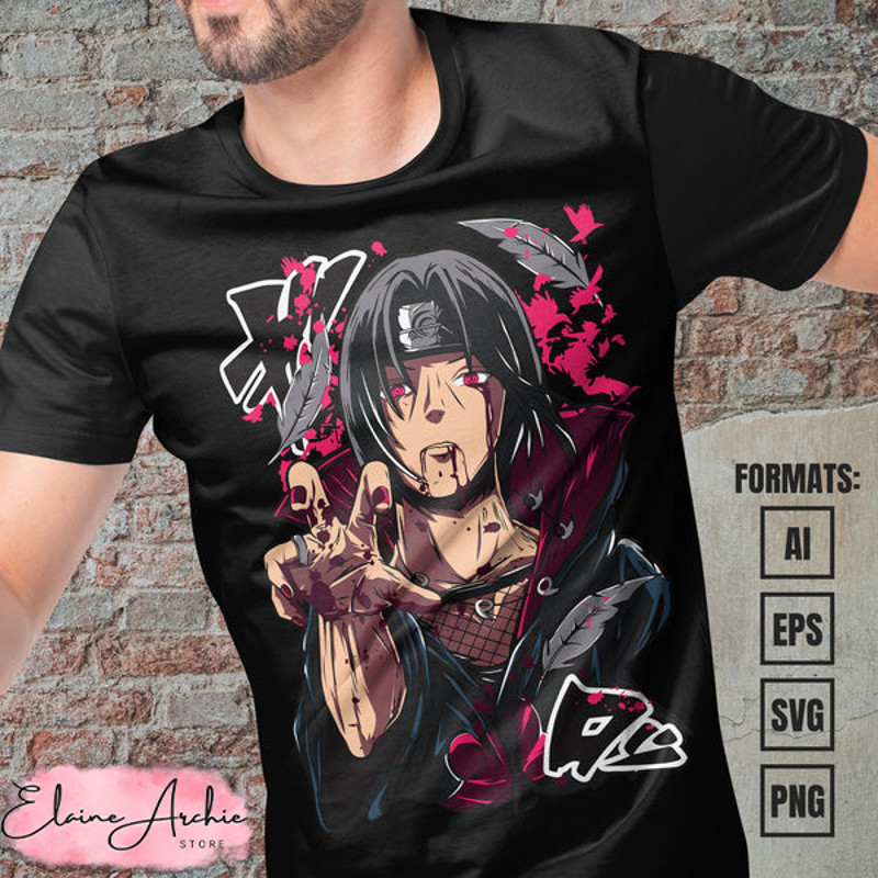 Premium Itachi Uchiha Naruto Anime Vector T-shirt Design Template.jpg