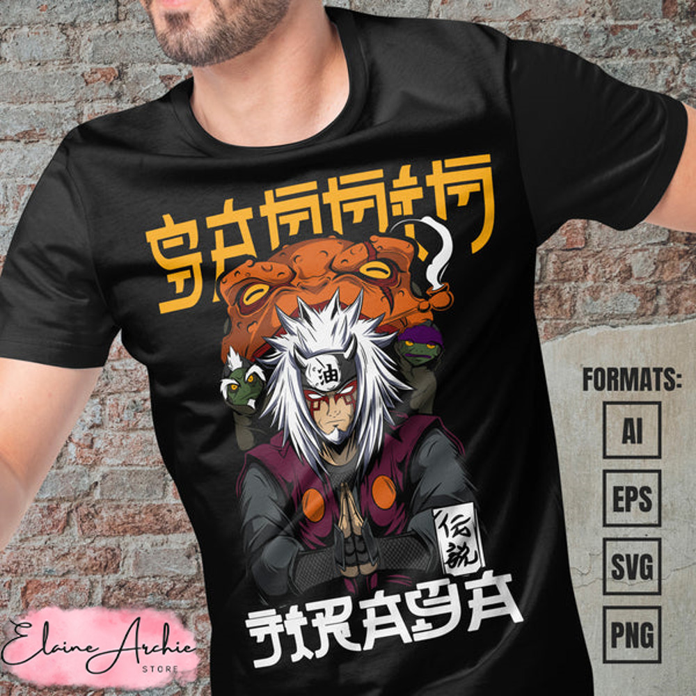 Premium Jiraya Naruto Anime Vector T-shirt Design Template.jpg