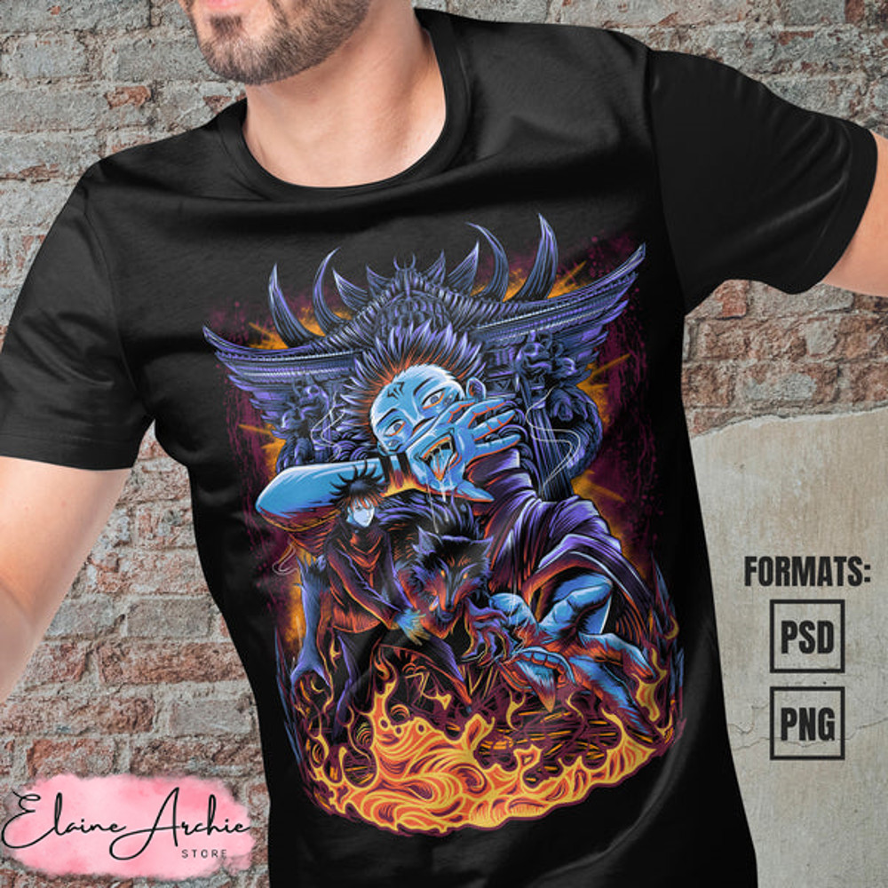Premium Jujutsu Kaisen Anime Vector T-shirt Design Template #4.jpg