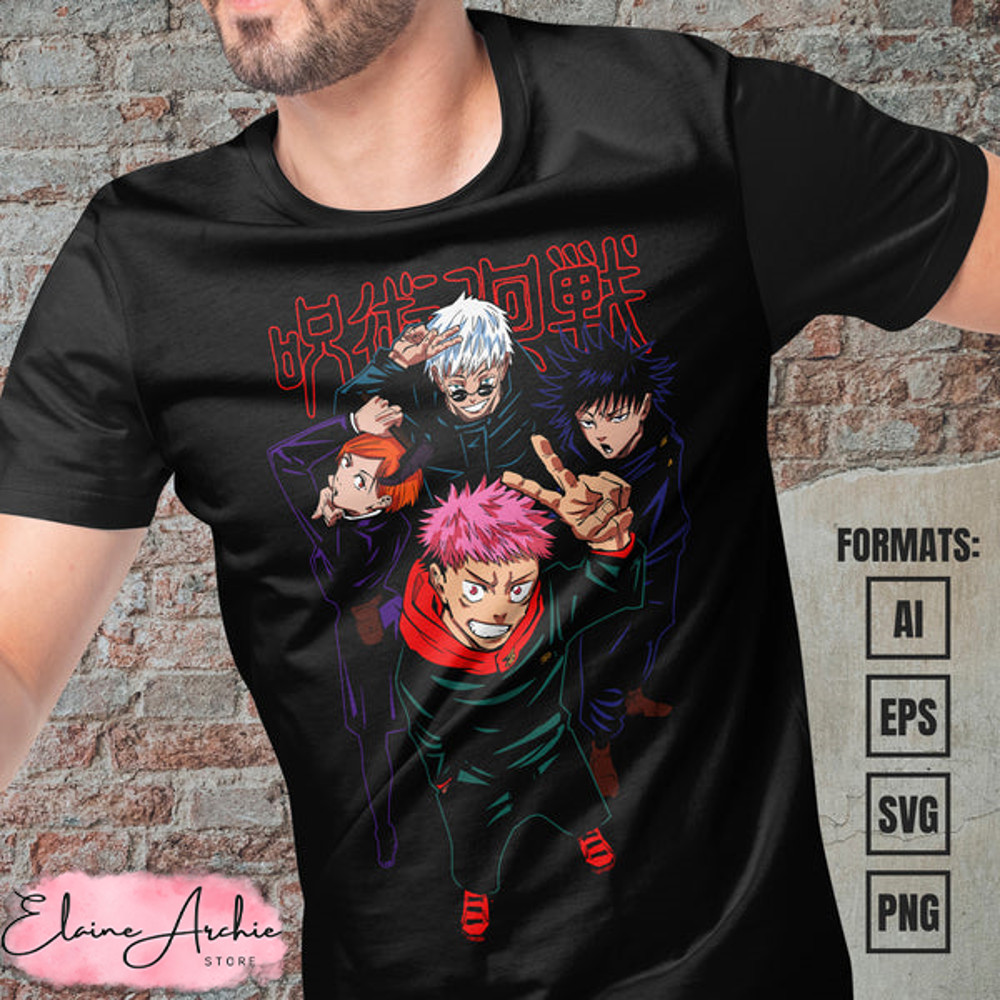 Premium Jujutsu Kaisen Anime Vector T-shirt Design Template #8.jpg