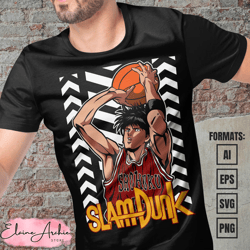 premium kaede rukawa slam dunk anime vector t-shirt design template