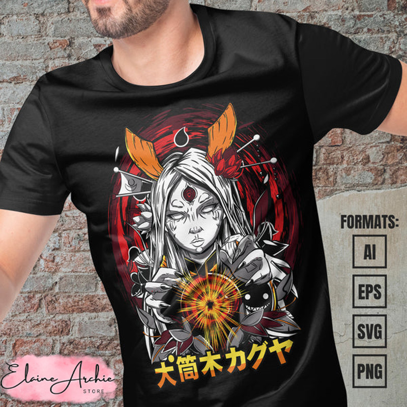 Premium Kaguya Otsutsuki Naruto Anime Vector T-shirt Design Template.jpg