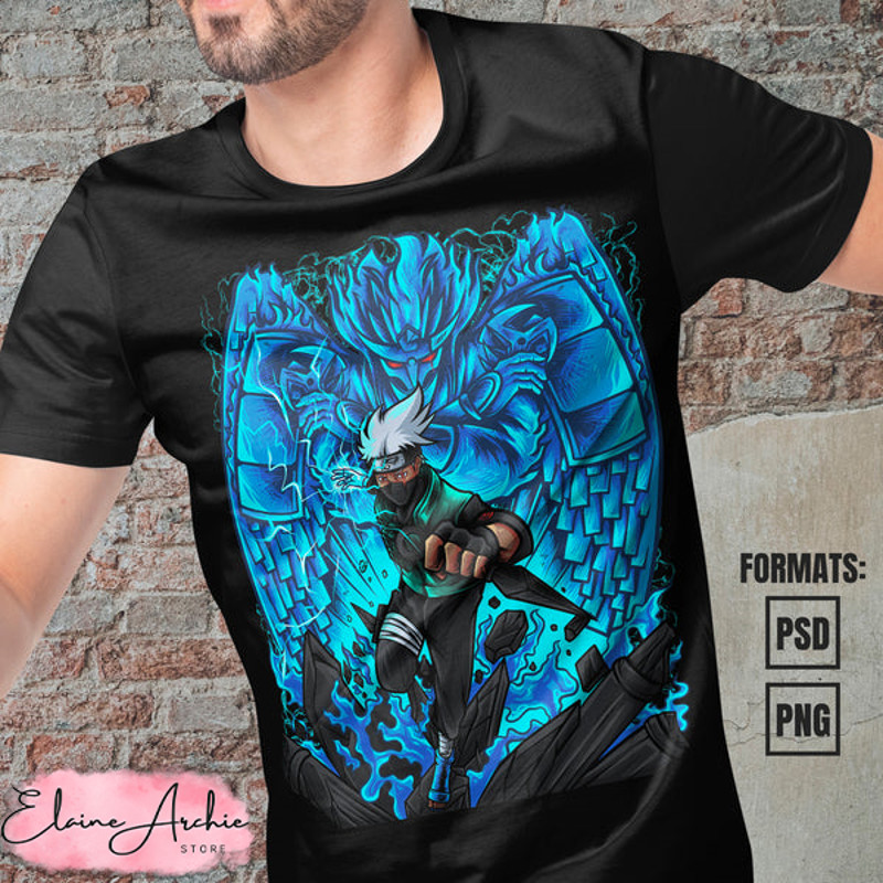 Premium Kakashi Hatake Naruto Anime Vector T-shirt Design Template #7.jpg
