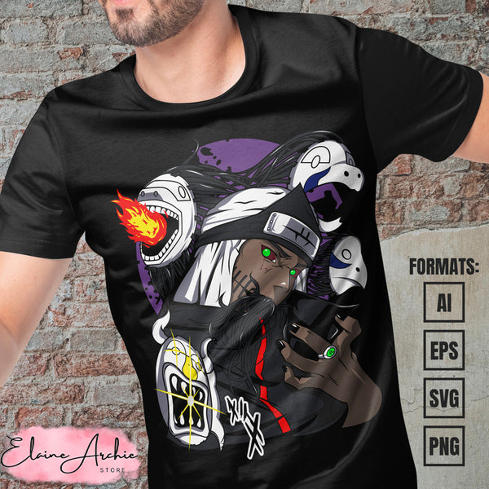 Premium Kakuzu Naruto Anime Vector T-shirt Design Template.jpg