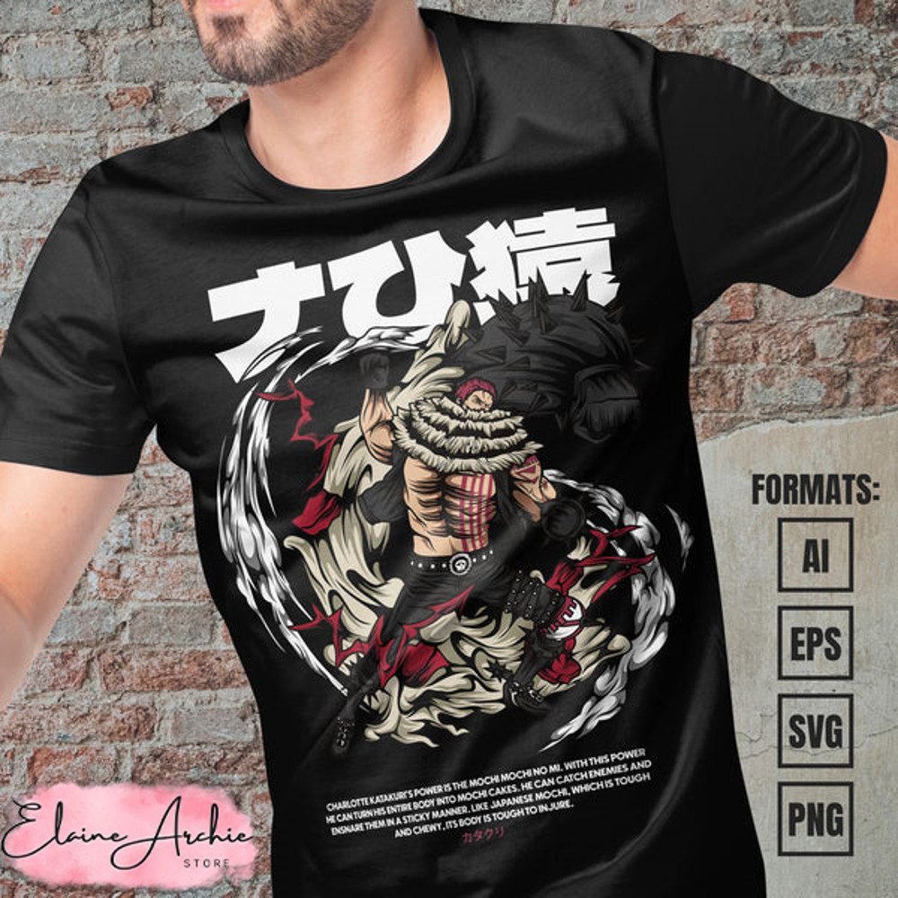 Premium Katakuri One Piece Anime Vector T-shirt Design Template.jpg