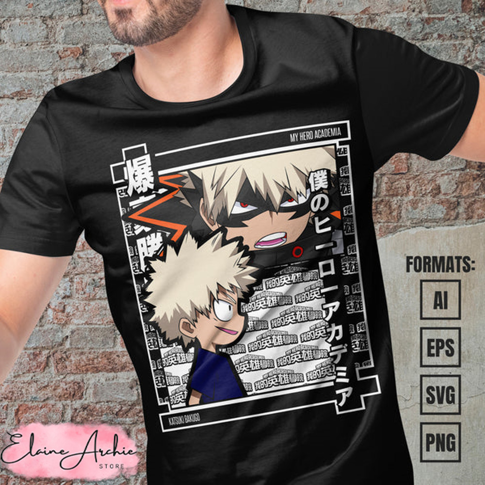 Premium Katsuki Bakugo My Hero Academia Anime Vector T-shirt Design Template #3.jpg