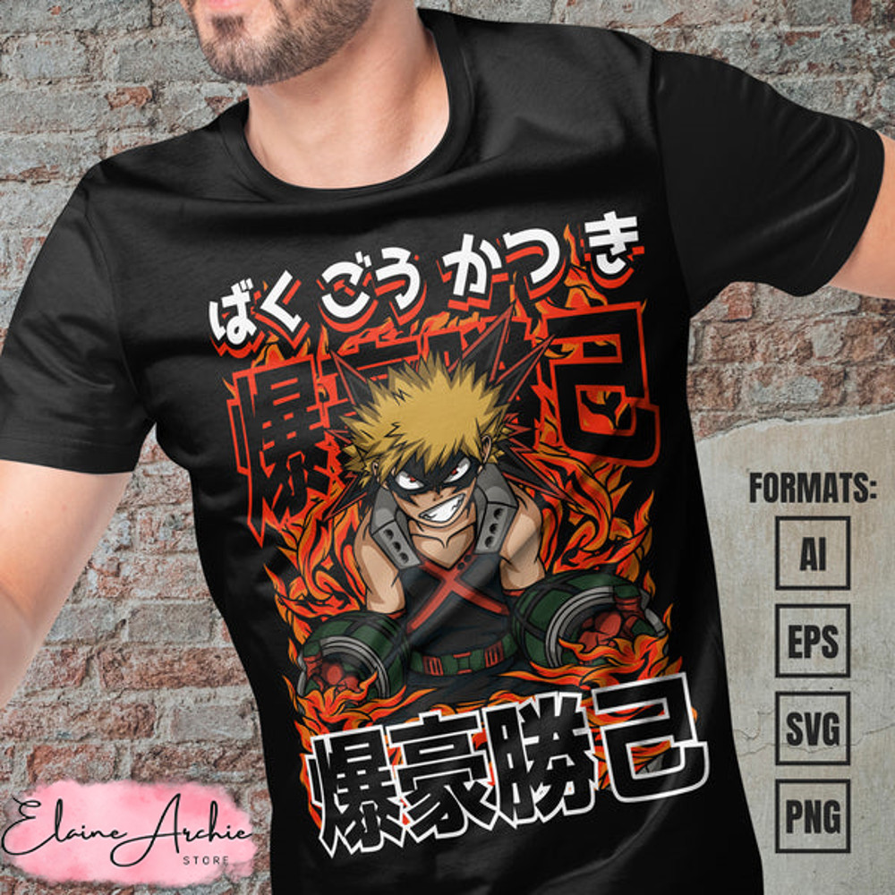 Premium Katsuki Bakugo My Hero Academia Anime Vector T-shirt Design Template #6.jpg