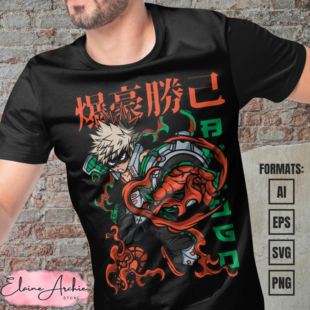 Premium Katsuki Bakugo My Hero Academia Anime Vector T-shirt Design Template #7.jpg