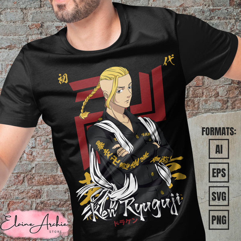Premium Ken Ryuguji Tokyo Revengers Anime Vector T-shirt Design Template.jpg