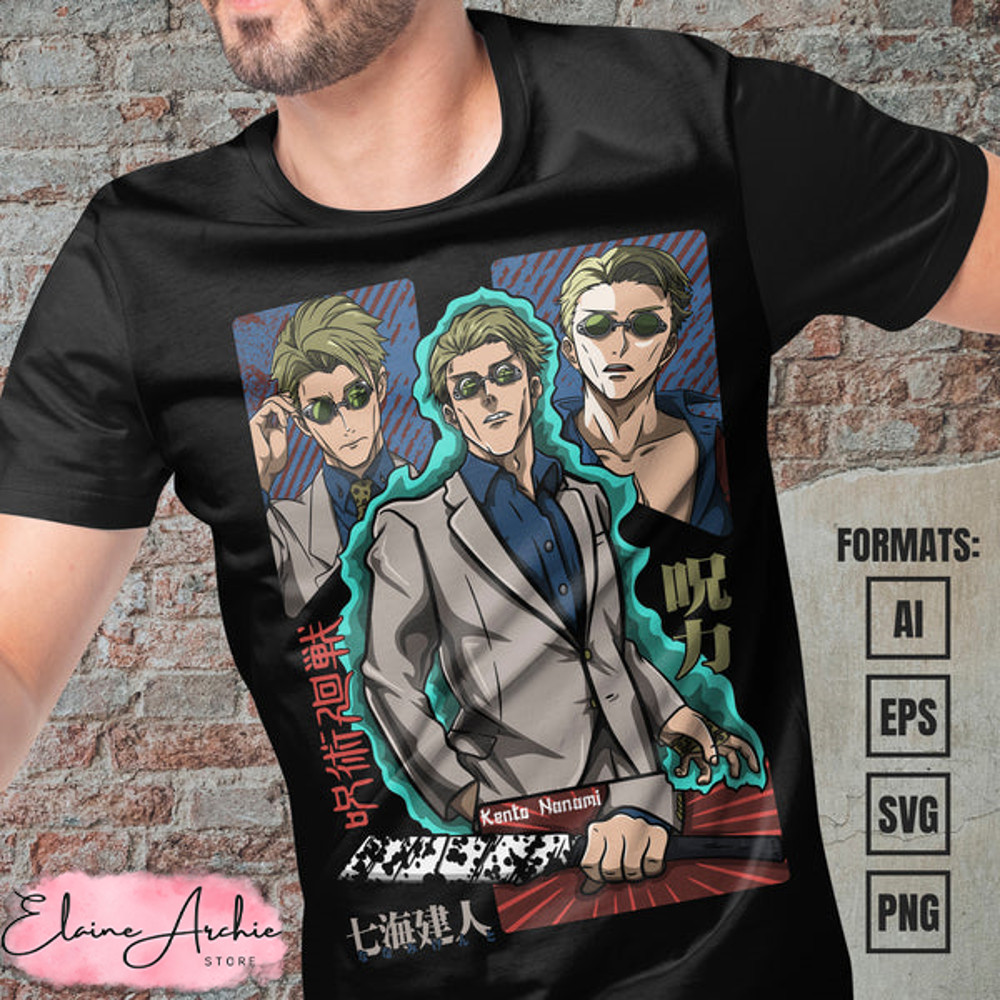 Premium Kento Nanami Jujutsu Kaisen Anime Vector T-shirt Design Template.jpg