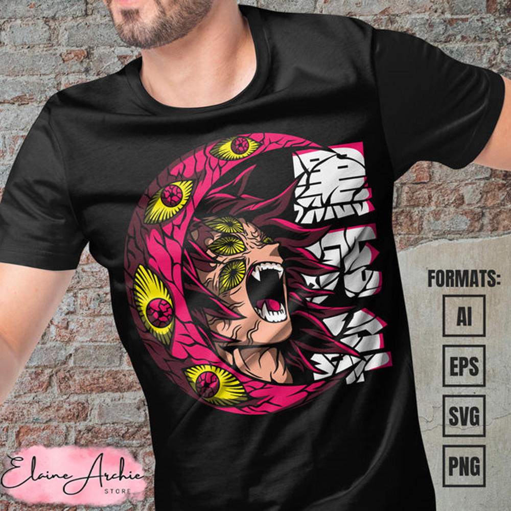 Premium Kokushibo Demon Slayer Anime Vector T-shirt Design Template #4.jpg