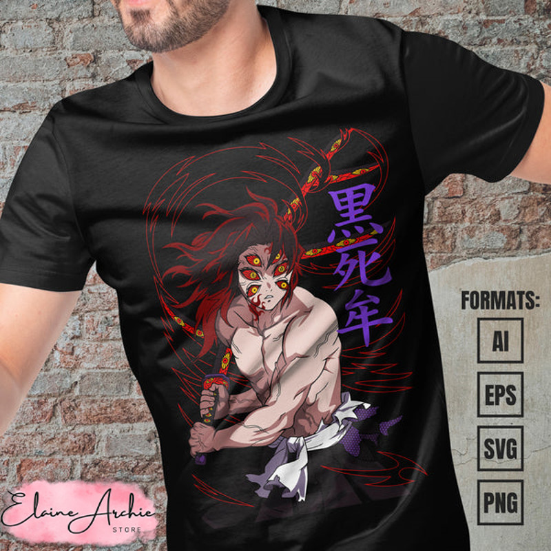Premium Kokushibo Demon Slayer Anime Vector T-shirt Design Template.jpg