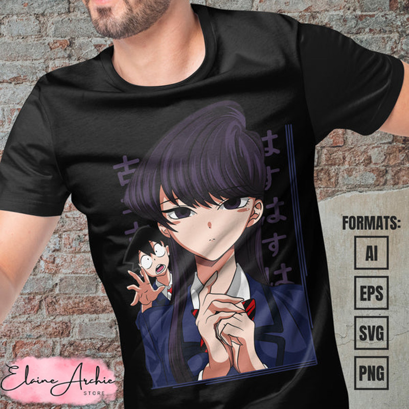 Premium Komi Cant Communicate Anime Vector T-shirt Design Template #2.jpg