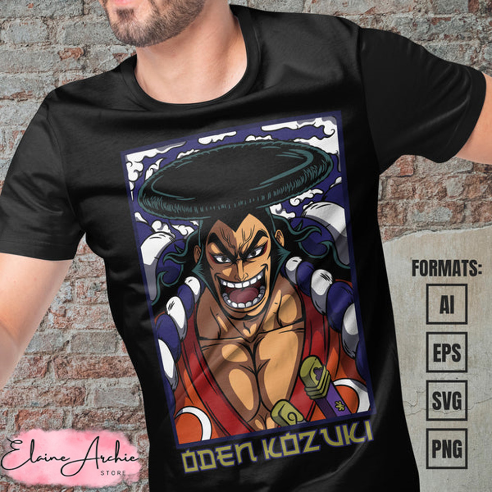 Premium Kozuki Oden One Piece Anime Vector T-shirt Design Template.jpg