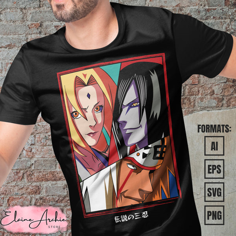 Premium Legendary Sannin Naruto Anime Vector T-shirt Design Template.jpg