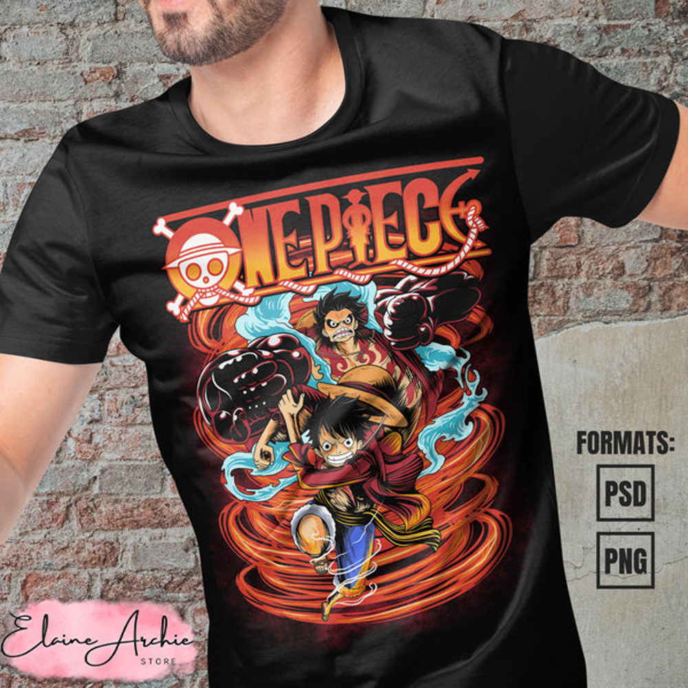 Premium Luffy Gear 4 One Piece Anime Vector T-shirt Design Template.jpg