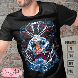 premium luffy gear 5 one piece anime vector t-shirt design template 13