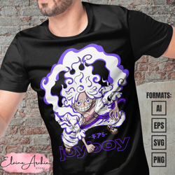 premium luffy gear 5 one piece anime vector t-shirt design template 14
