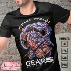 premium luffy gear 5 one piece anime vector t-shirt design template 20