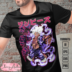 premium luffy gear 5 one piece anime vector t-shirt design template 21