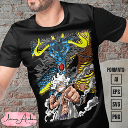 premium luffy gear 5 one piece anime vector t-shirt design template 22