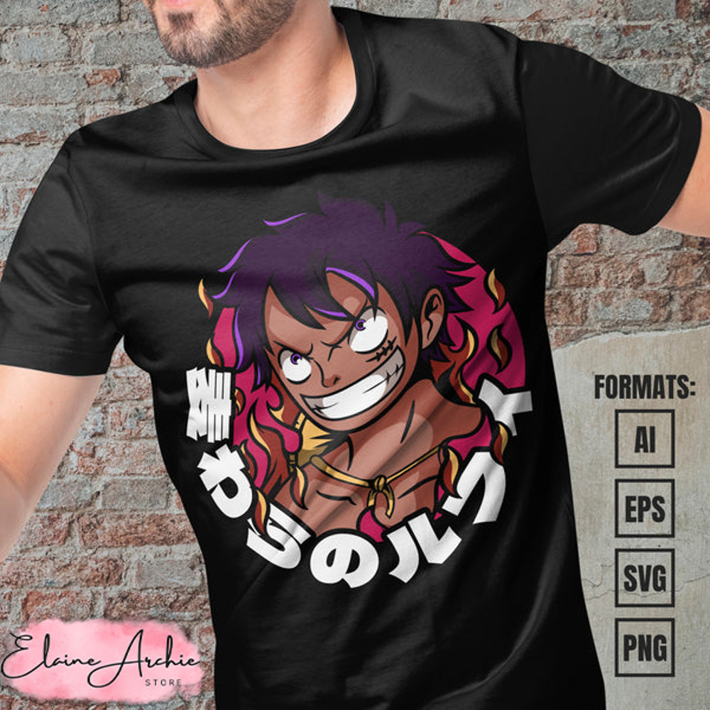 Premium Luffy One Piece Anime Vector T-shirt Design Template #11.jpg
