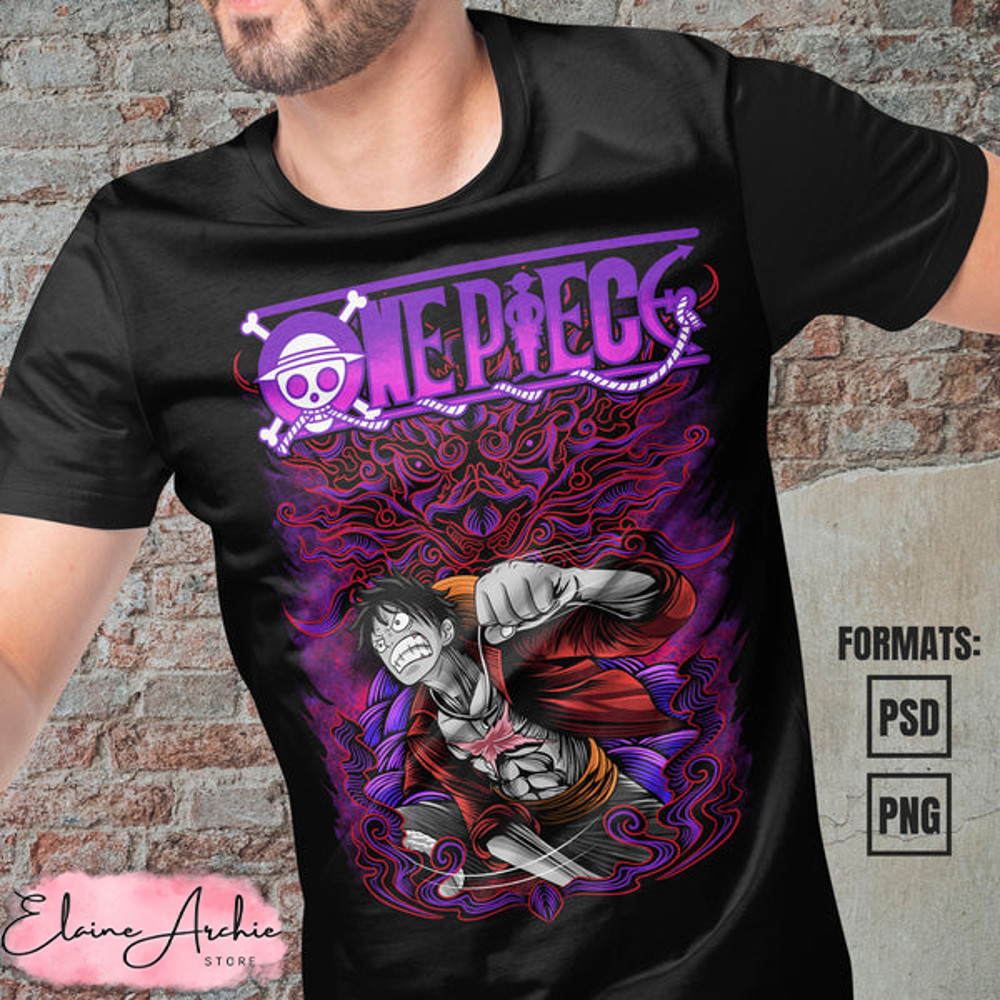 Premium Luffy One Piece Anime Vector T-shirt Design Template #4.jpg