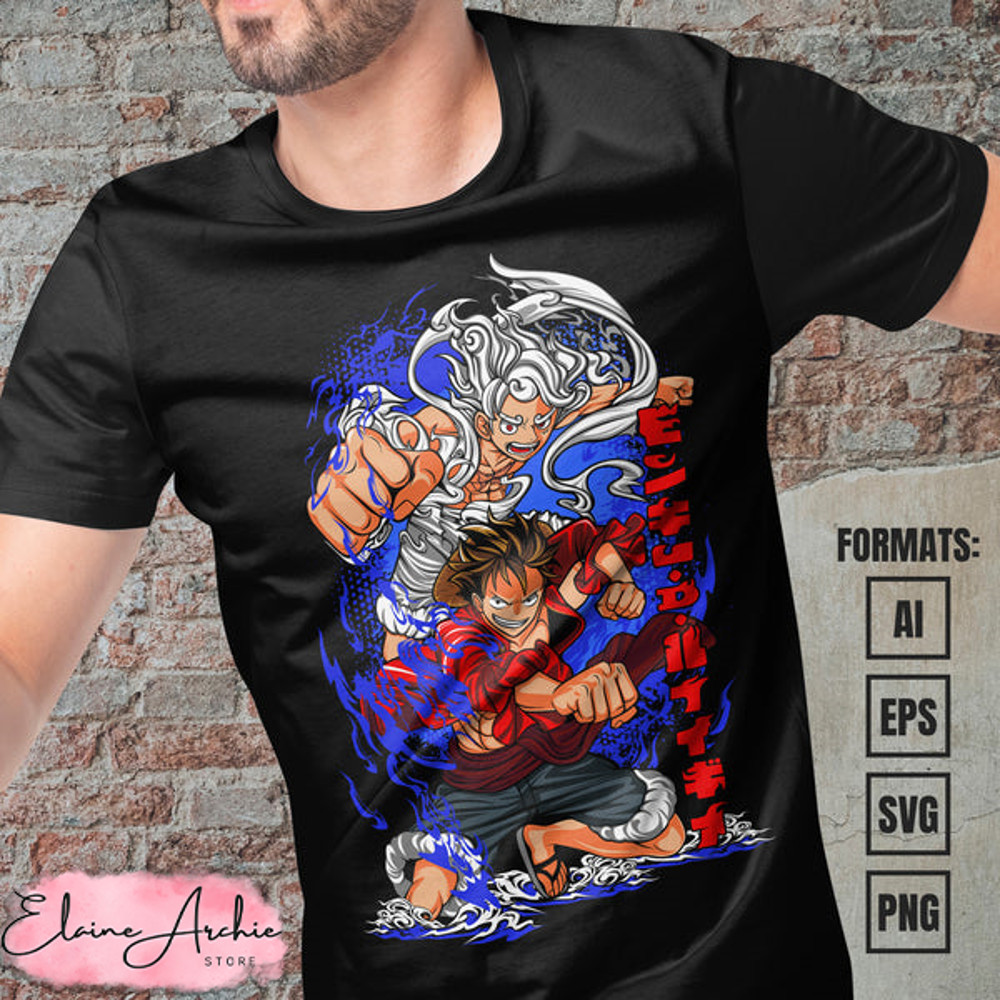 Premium Luffy One Piece Anime Vector T-shirt Design Template #6.jpg
