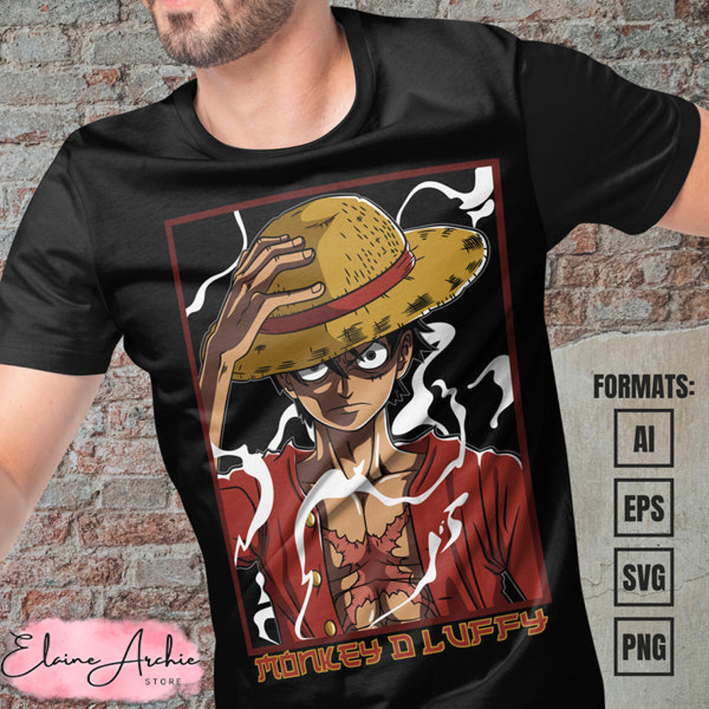 Premium Luffy One Piece Anime Vector T-shirt Design Template #7.jpg