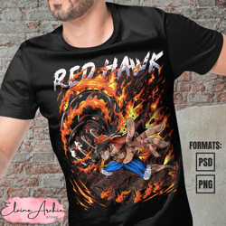 premium luffy red hawk one piece anime vector t-shirt design template